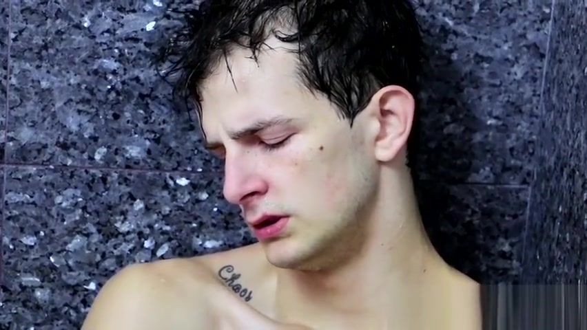 Tugging on his wet cock and moaning in the shower all alone
