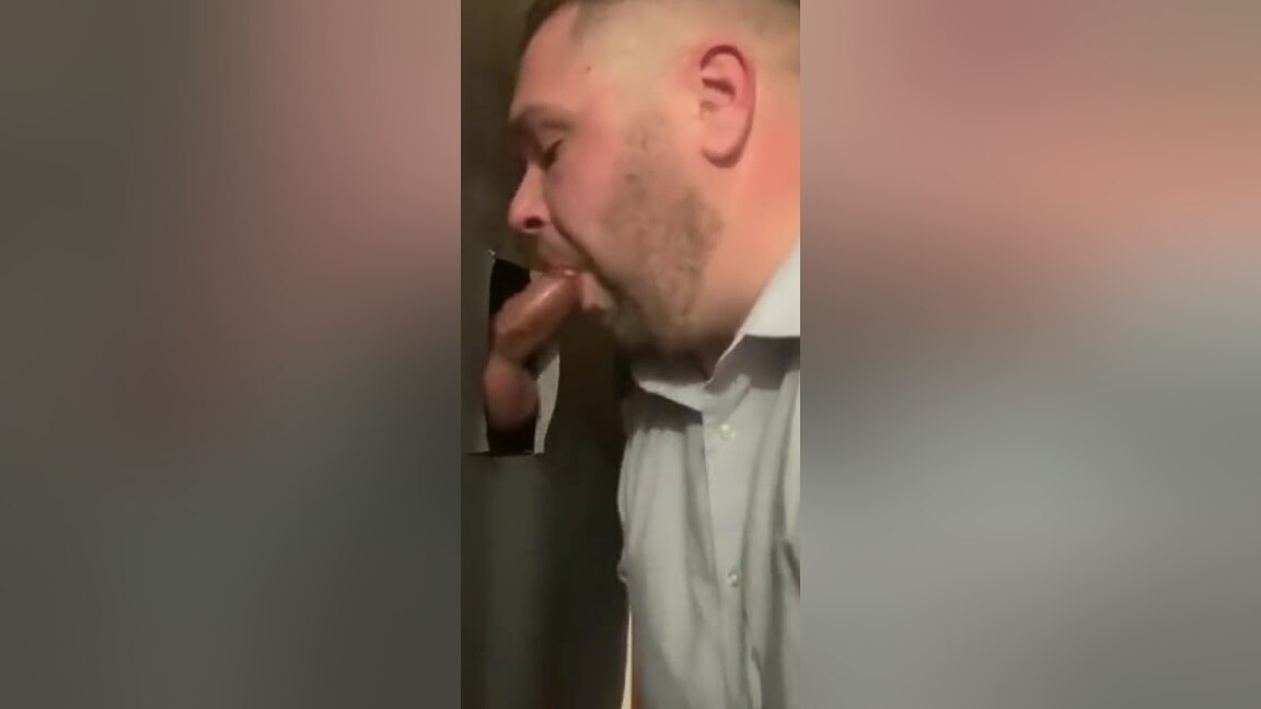 Thick straight cock visits glory hole