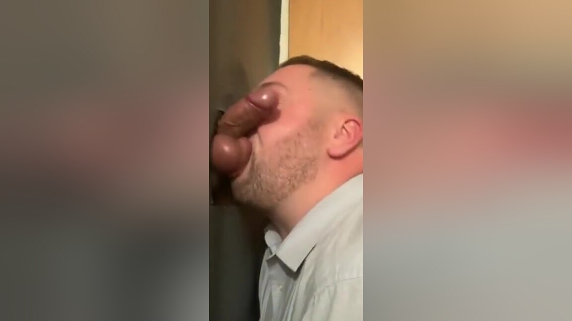Thick straight cock visits glory hole