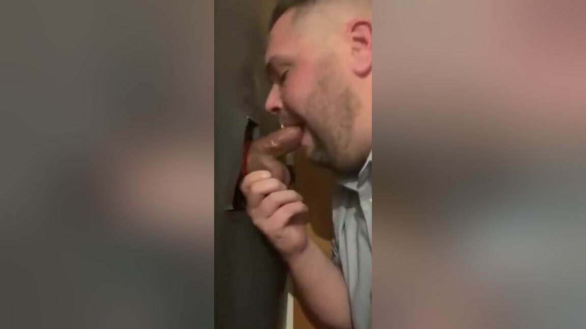 Thick straight cock visits glory hole