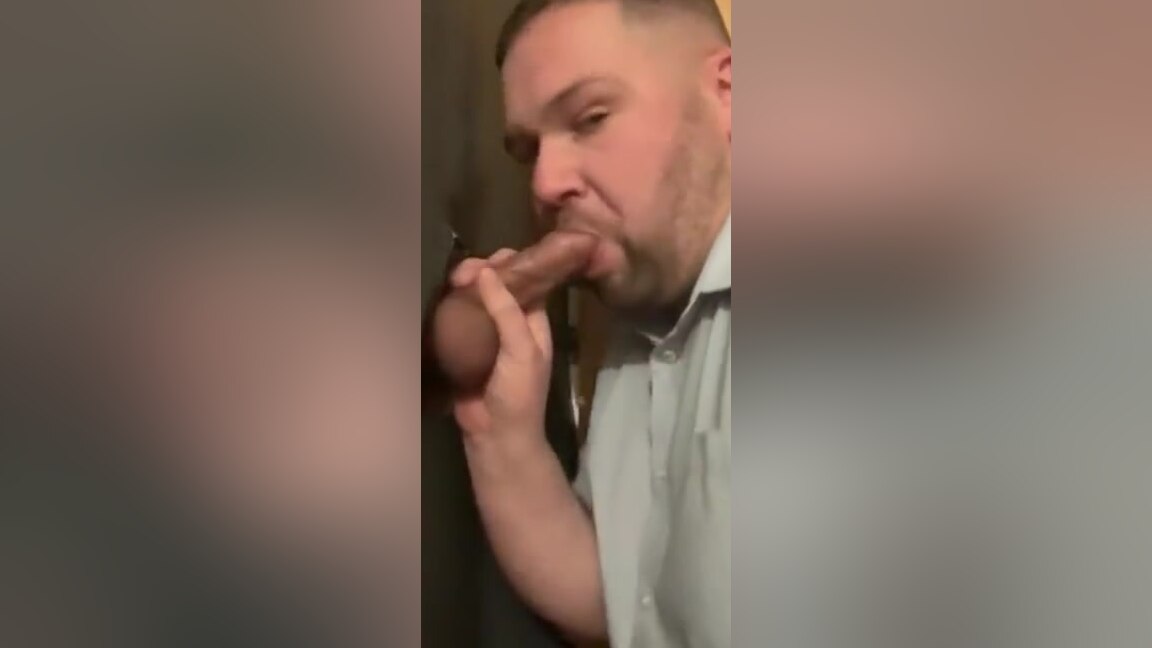 Thick straight cock visits glory hole