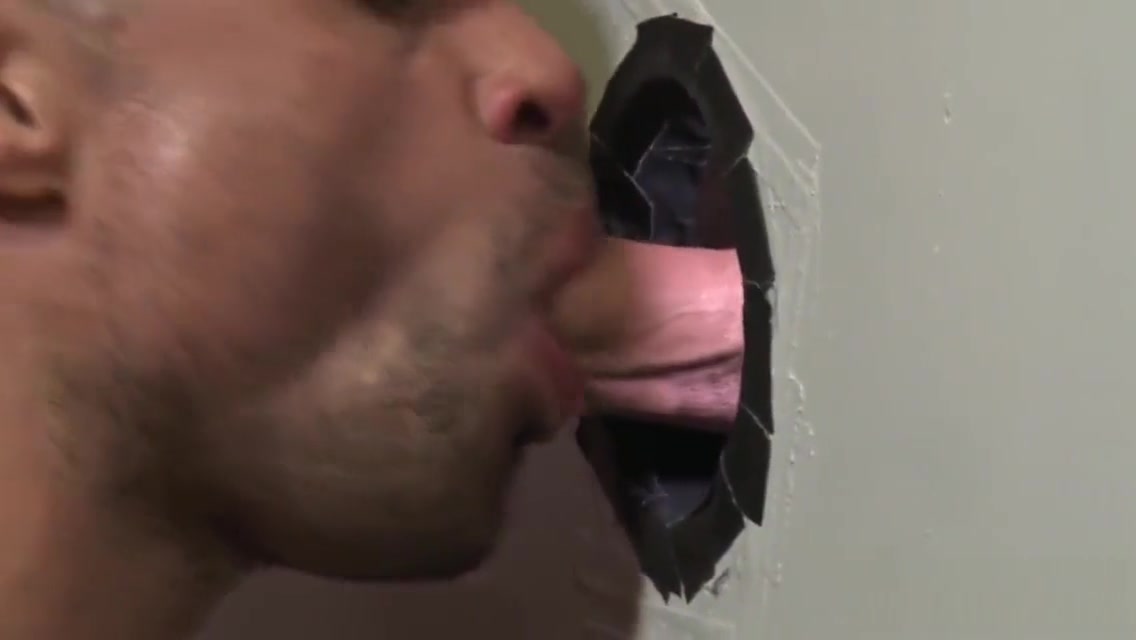 Gay bear rides gloryhole cock and gives head