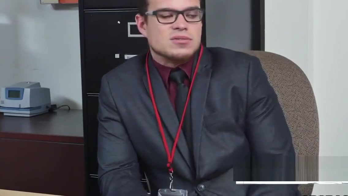 Nerdy Ass grabber takes 2 bears in the office