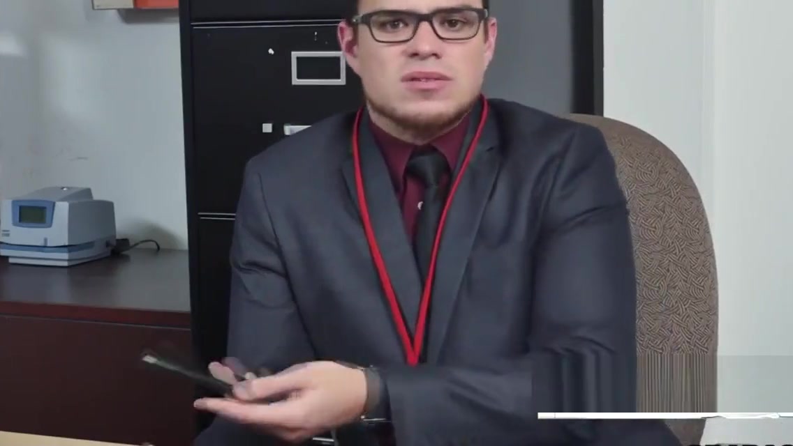 Nerdy Ass grabber takes 2 bears in the office