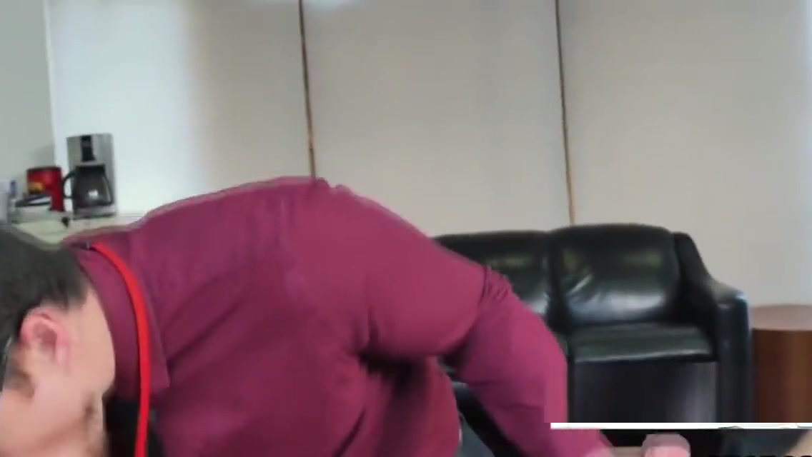Nerdy Ass grabber takes 2 bears in the office