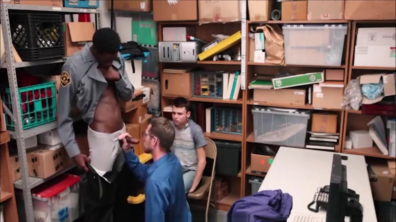 Twink Stepson Caught Shoplifting Threesome With Step Dad And Black Officer