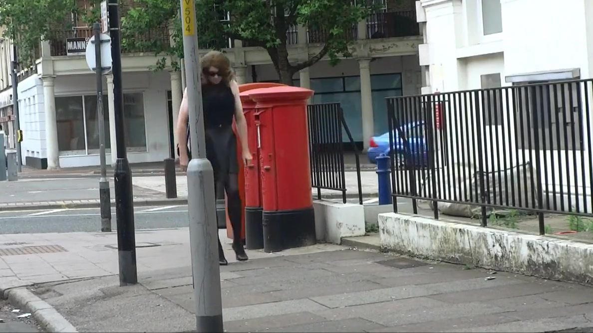 Sexy Transvestite masturbating out side the post office
