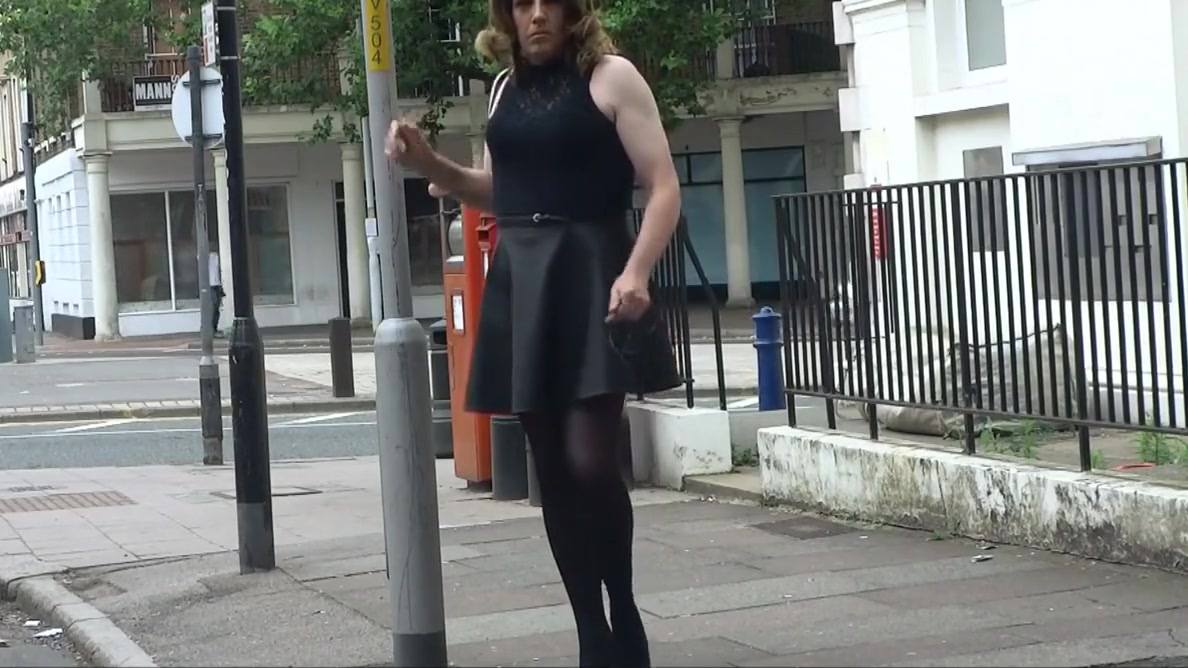 Sexy Transvestite masturbating out side the post office