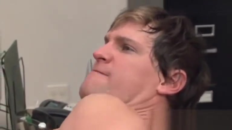 Brad fucking and wanking in the office