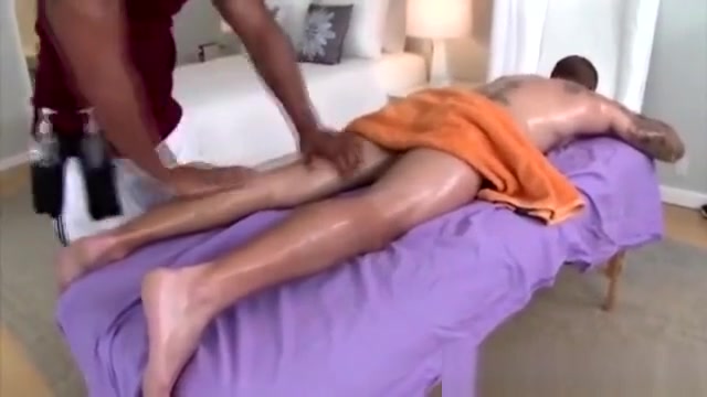 Straight guy receiving a cock massage