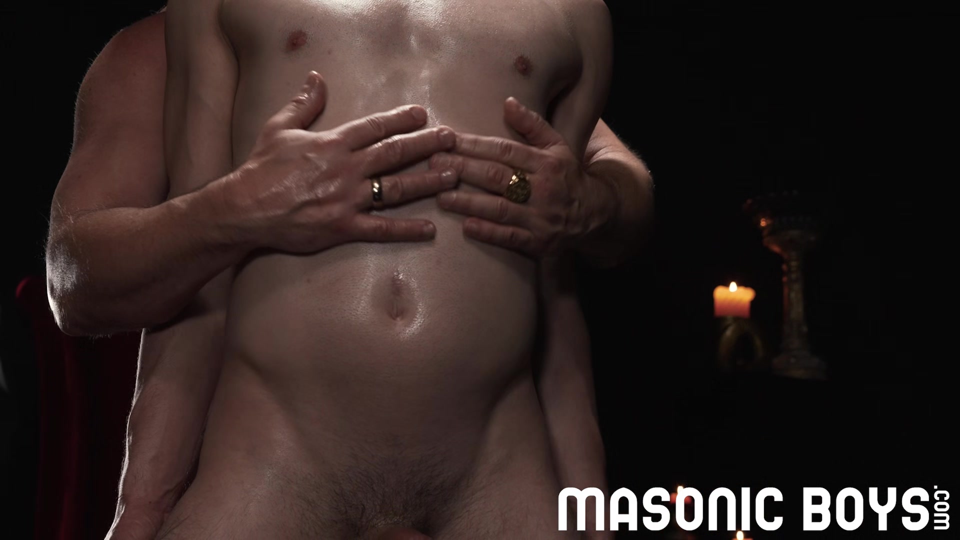 MasonicBoys - Cute smooth twink Logan Cross sexed up by hung holy DILF