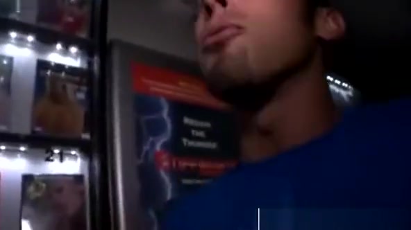 Muscled guy fucks a gay mouth in a glory hole