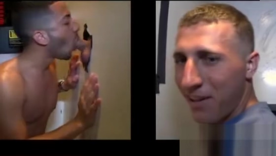 Amateur gay dudes gives a straight guy in a gloryhole