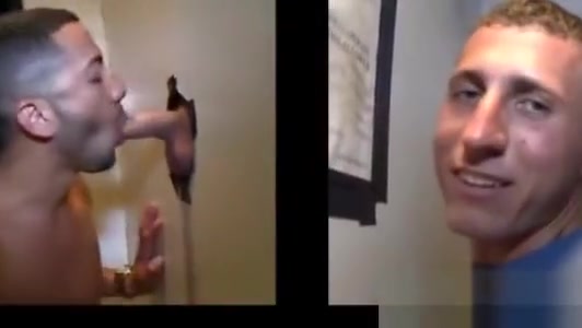 Amateur gay dudes gives a straight guy in a gloryhole