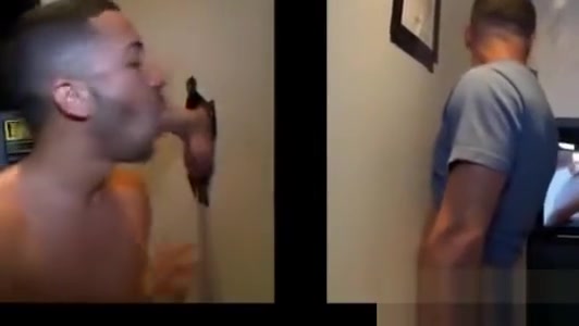 Amateur gay dudes gives a straight guy in a gloryhole