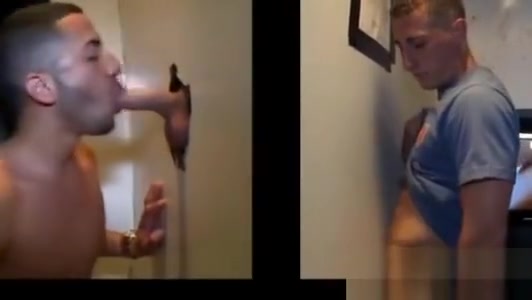 Amateur gay dudes gives a straight guy in a gloryhole