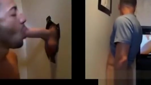 Amateur gay dudes gives a straight guy in a gloryhole