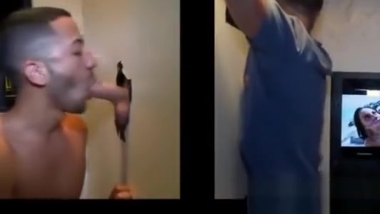 Amateur gay dudes gives a straight guy in a gloryhole