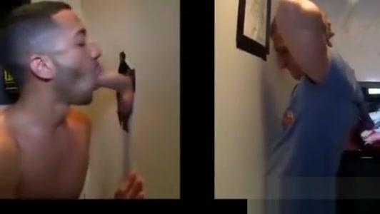 Amateur gay dudes gives a straight guy in a gloryhole
