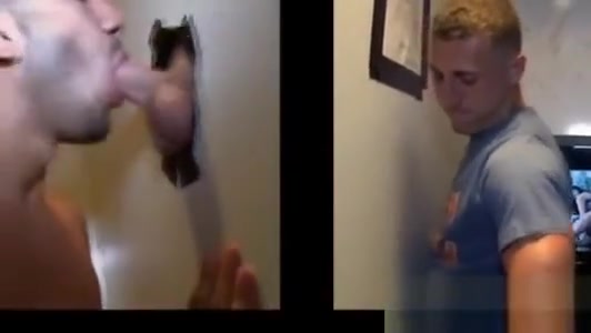 Amateur gay dudes gives a straight guy in a gloryhole