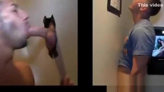 Amateur gay dudes gives a straight guy in a gloryhole