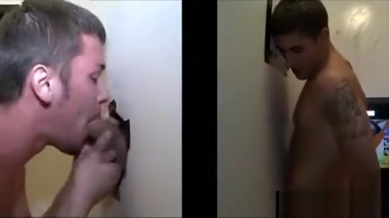 Tattoo guy sucked by gay boy in gloryhole