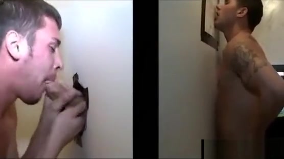 Tattoo guy sucked by gay boy in gloryhole