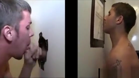 Tattoo guy sucked by gay boy in gloryhole