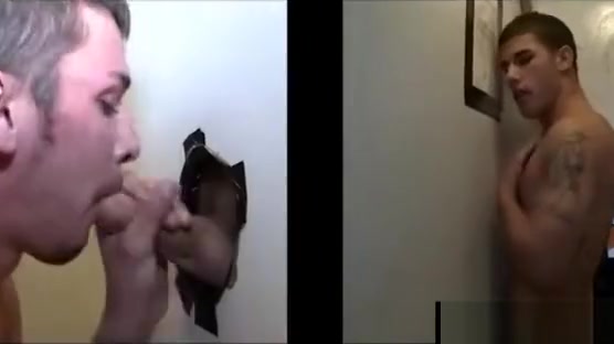 Tattoo guy sucked by gay boy in gloryhole