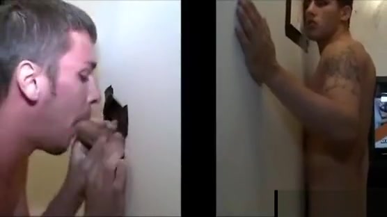 Tattoo guy sucked by gay boy in gloryhole