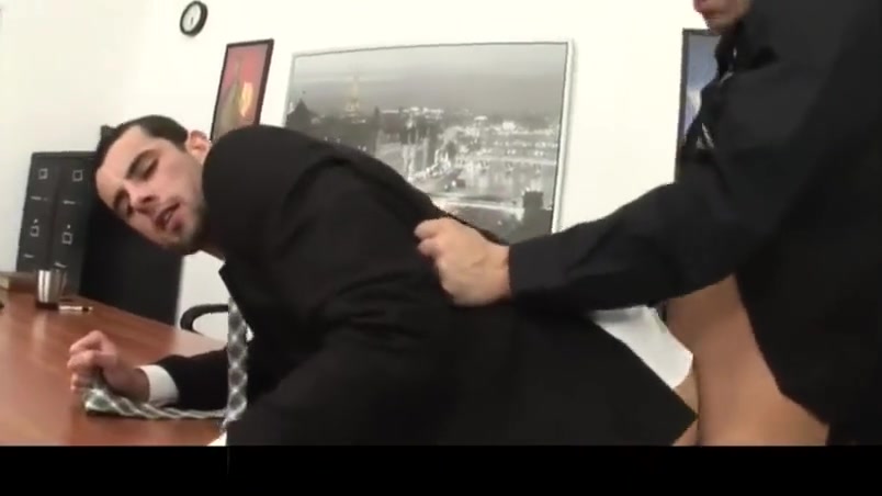 Business man ass fucks gay lover at the office