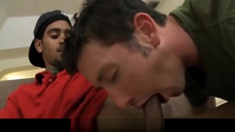 Kinky gay whitey lovely blows a horny black studs cock