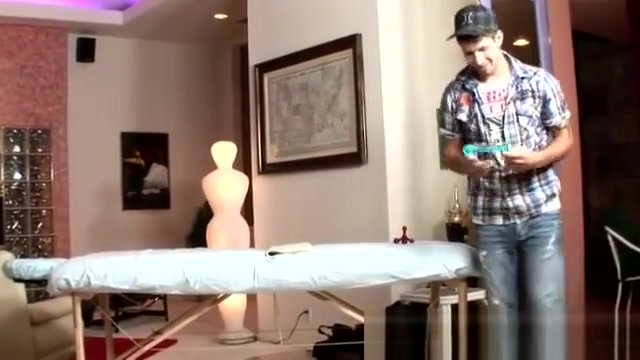 Soccer player undresses for a massage