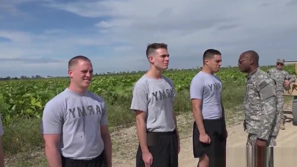 Army jocks fucking and sucking outdoors