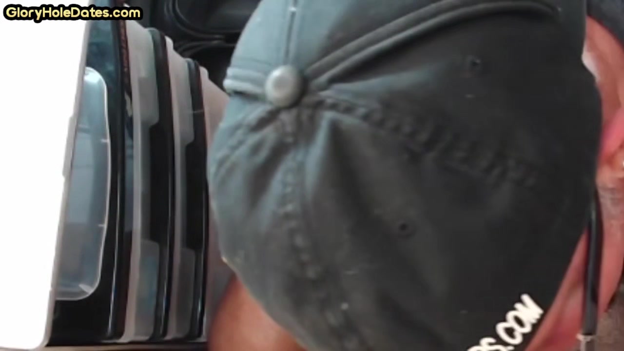 Mature homemade gay man sucking gloryhole cock at home