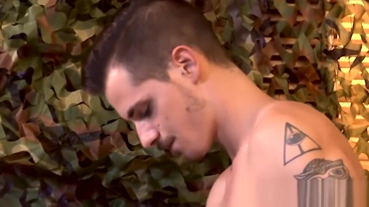 Barebacked military twink takes cum in mouth