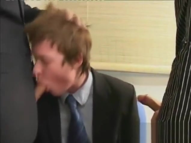 British Threesome Office Blowjob