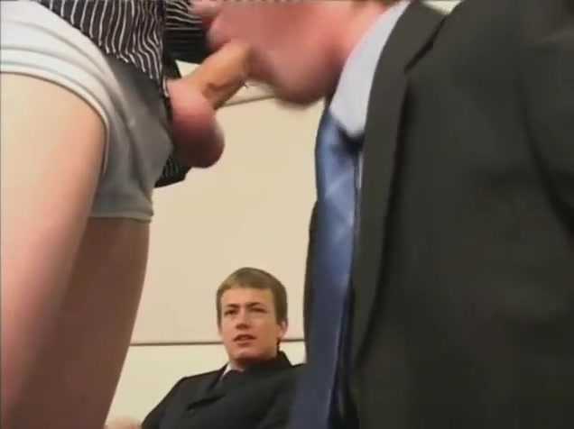 British Threesome Office Blowjob