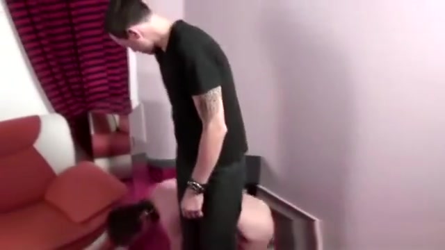 Kinky gay master plays with pet