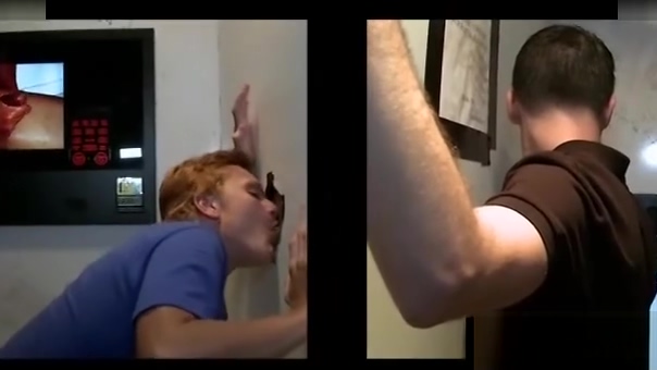Straight guy tricked in gay blowjob in gloryhole