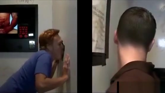 Straight guy tricked in gay blowjob in gloryhole