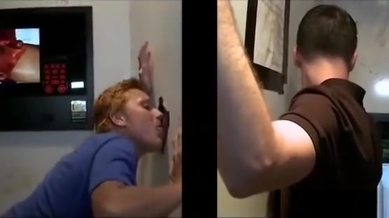 Straight guy tricked in gay blowjob in gloryhole