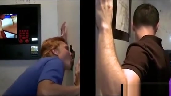 Straight guy tricked in gay blowjob in gloryhole