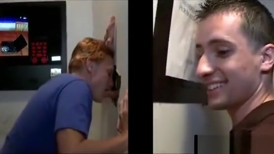 Straight guy tricked in gay blowjob in gloryhole