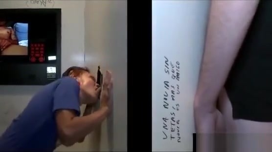 Straight guy tricked in gay blowjob in gloryhole