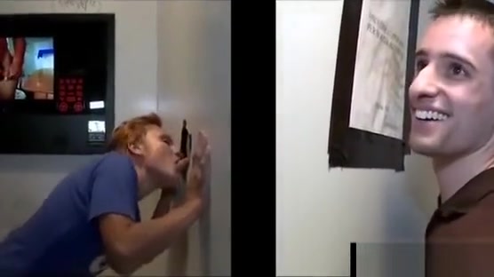Straight guy tricked in gay blowjob in gloryhole