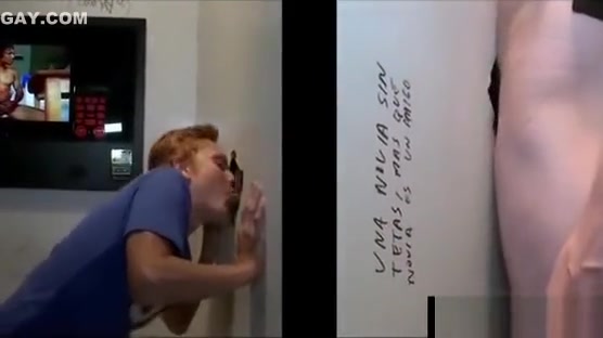 Straight guy tricked in gay blowjob in gloryhole
