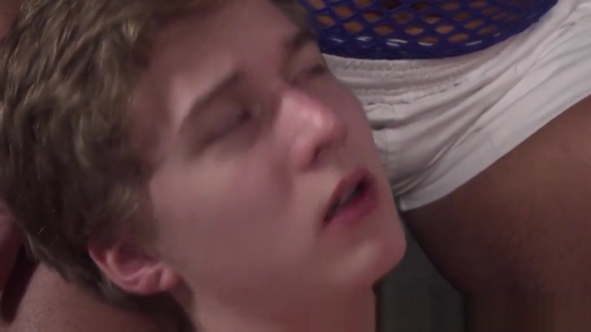 Massaged twink anally fingered by muscle guy