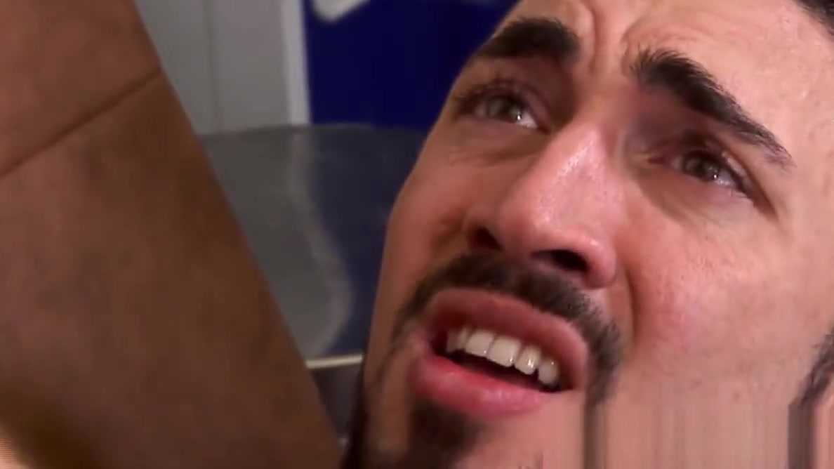 Assfucked British office hunk wanks milky cum