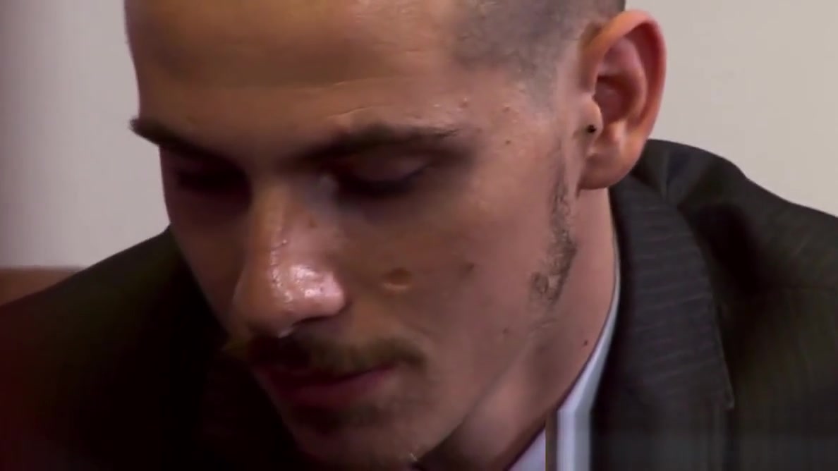 Assfucked British office hunk wanks milky cum